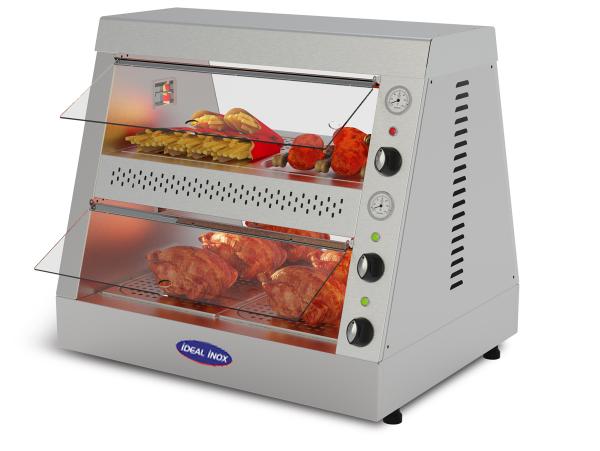 Vitrina fast food expunere pui, aripioare, crispy, hamburger, Ideal Inox, 840x660x760