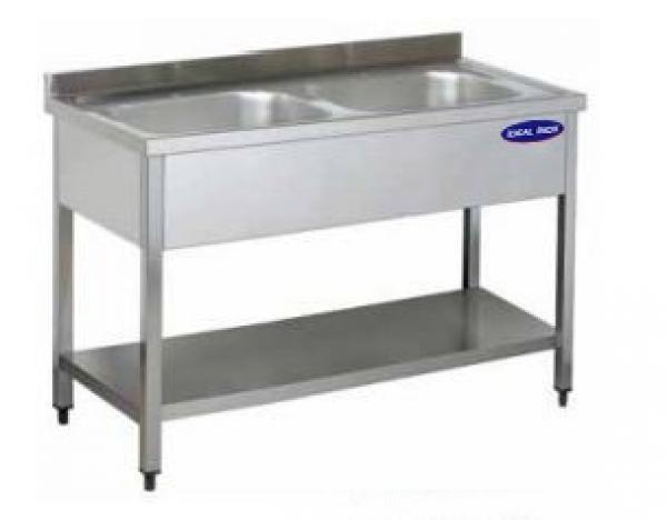 Spalator inox 2 cuve cu polita inferioara, Ideal Inox, 1200x600x850, AISI 304