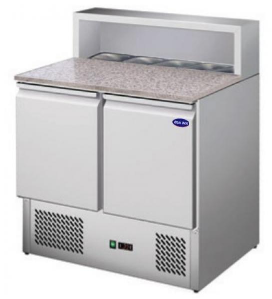 Saladeta 2 usi si blat granit pentru pizza sau sandvisuri, Ideal Inox