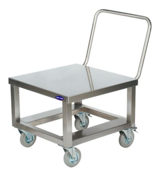 Carucior inox tip platforma, Ideal Inox, transportul alimentelor, navetelor, recipientelor voluminoase si chiar al oalelor mari