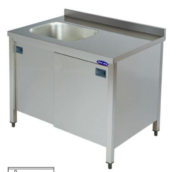 Spalator inox tip dulap 1 cuva pe stanga si picurator, Ideal Inox, 1000x700x850, AISI 304