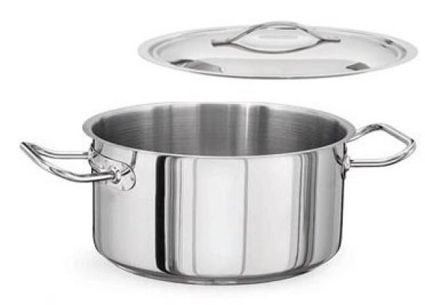 Oala inox cilidrica cu capac si doua manere, IDEAL INOX, otel inoxidabil 18/10, dimensiuni cm 28x17 (H), 10.5 l