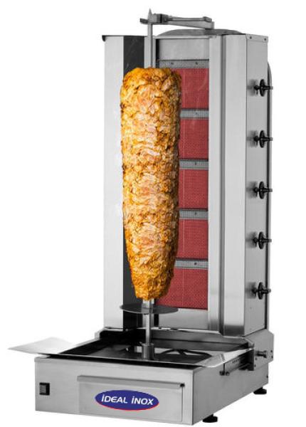 Aparat kebab / Grill kebab cu 5 arzatoare, motor jos, Gaz Natural