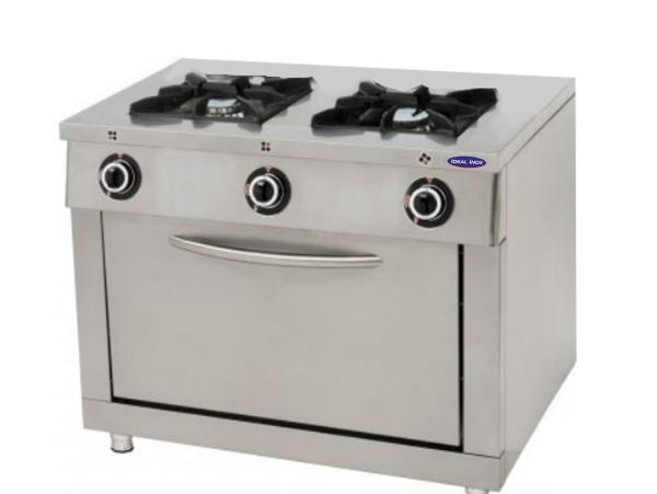 Aragaz profesional cu 2 focuri si cuptor, Ideal Inox, 1000x600x850, Butelie