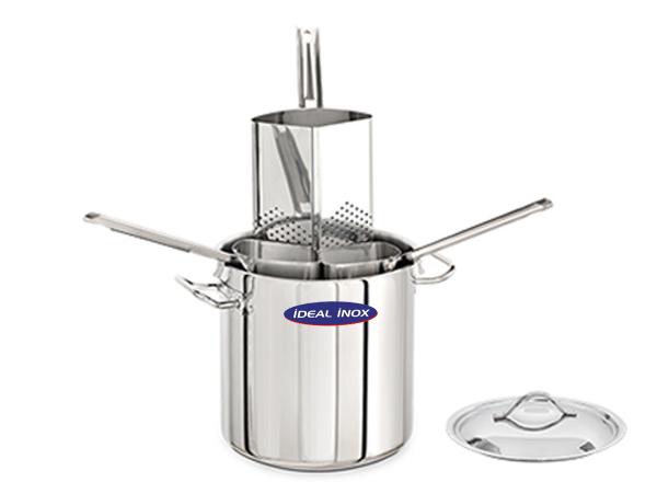 Oala fiert paste, IDEAL INOX, otel inoxidabil 18/10, dimensiuni cm 24x19.5  (H), capacitate 8 l, 3 cosuri