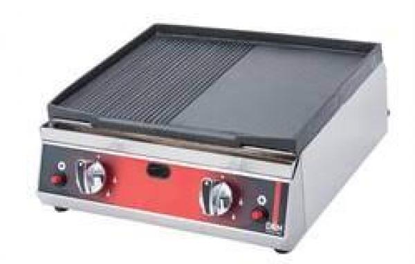 Fry-top neted si striat 50 cm, Ideal Inox, alimentare gaz