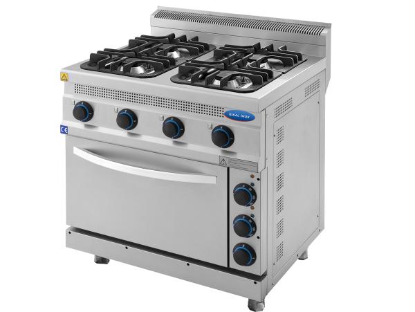 Aragaz profesional 4 ochiuri la butelie si cuptor electric, Ideal Inox, 800x700x850, Linia 700