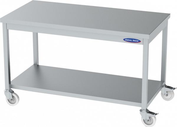 Masa inox cu polita si roti, Ideal Inox, 1200x700x850