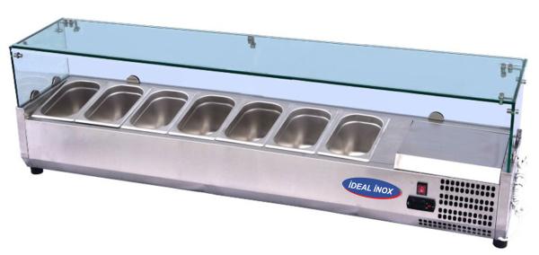 Vitrina rece pentru ingrediente, Ideal Inox, 7 buc. GN 1/4, 1,6 m