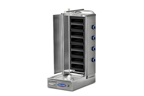 Aparat shaorma cu roca vulcanica pe gaz, 4 arzatoare, Ideal Inox, motor jos