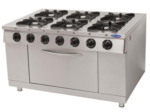 Aragaz profesional cu 6 focuri si cuptor, Ideal Inox, 1500x1000x850, butelie