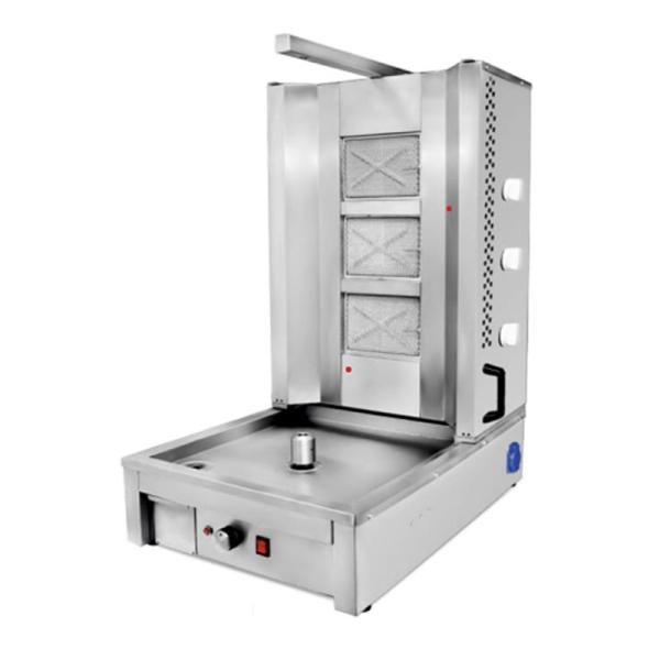 Aparat shaorma / kebab cu 3 arzatoare si motor jos , Ideal Inox, Butelie
