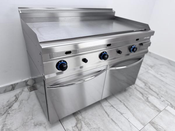 Gratar profesional pe butelie cu suprafata neteda de 120 cm lungime, Ideal Inox, Linia 700