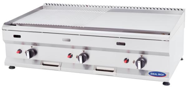 Gratar placa striata si neteda de 10 mm grosime, Ideal Inox, 900x500x250, butelie, Linia 500