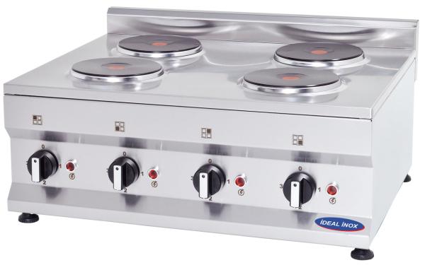 Aragaz profesional electric cu 4 ochiuri 600x500x250, Ideal Inox, Linia 500