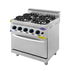 Aragaz profesional gaz, 4 focuri si cuptor, Ideal Inox, 800x700x850, Linia 700