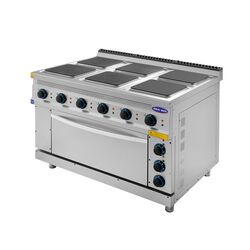 Masina de gatit electrica cu 6 plite si cuptor, 1200x930x850, Ideal Inox