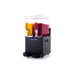 Aparat, dozator bauturi cu granita, slush, ceai, crema de cafea, serbet, crema de cappucino, Ideal Inox, 2 cuve x 12 l, negru