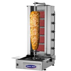 Aparat kebab / Grill kebab cu 5 arzatoare, motor jos, Gaz Natural