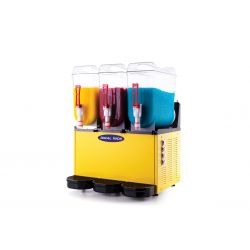 Dozator bauturi cu granita, ceai, crema de cafea, crema de cappucino, serbet, iaurt, Ideal Inox, 3 cuve x 12 l, galben