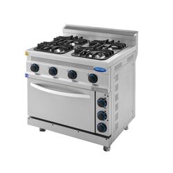 Aragaz profesional 4 ochiuri la butelie si cuptor electric, Ideal Inox, 800x700x850, Linia 700