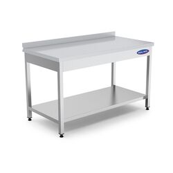 Masa de lucru inox cu polita si rebord, Ideal Inox, 700x700x850