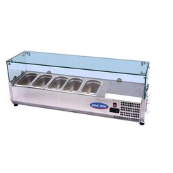 Vitrina rece pentru ingrediente pizza/shaorma, Ideal Inox, 5 buc. GN 1/4, 1,2 m
