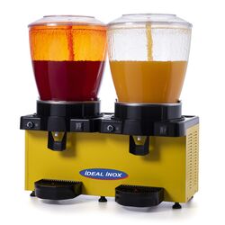 Aparat limonada, sucuri fara particule, 2 cuve 22 l, Ideal Inox, carcasa galbena, termostat manual
