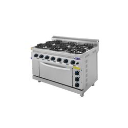 Aragaz profesional 6 ochiuri pe Butelie si cuptor electric, Ideal Inox, Linia 700