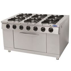 Aragaz profesional cu 6 focuri si cuptor, Ideal Inox, 1500x1000x850, butelie