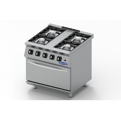 Aragaz profesional pe butelie, 4 focuri si cuptor, Ideal Inox, 800x800x850