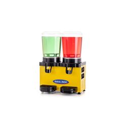 Distribuitor pt suc cu particule, ayran, shalgam, cafea rece, ceai rece, lapte, limonada,  2 cuva  de 10 l, Ideal Inox, carcasa galbena