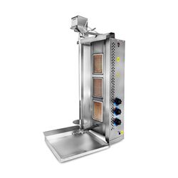 Aparat shaorma 3 arzatoare, Ideal Inox, motor sus, Gaz Natural