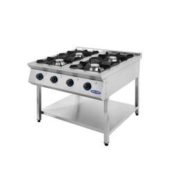 Aragaz profesional cu 4 focuri, Ideal Inox, 1000x1000x850, Gaz Natural