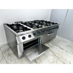 Aragaz profesional cu 8 ochiuri si 2 cuptoare, Ideal Inox, 2000x1000x850, Butelie