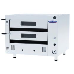 Cuptor pentru pizza pe gaz cu doua camere, Ideal Inox, 4 pizza x 35 cm