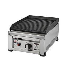 Gratar cu placa de fonta neteda, de banc, 30 cm, Ideal Inox, placa striata, Butelie
