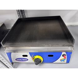 Gratar pe gaz de banc, Ideal Inox, striat si neted, 50 cm