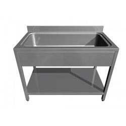 Spalator inox cuva mare de 960x510x300 pentru oale, cratiti, tavi, Ideal Inox, 1200x700x850, polita