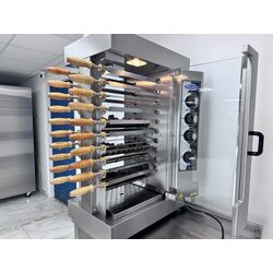 Aparat de frigarui / Adana Kebab / Urfa Kebab cu 20 tepuse, actionate electric, Ideal Inox, cu roca vulcanica
