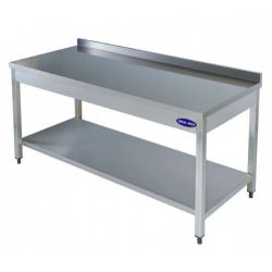 Masa inox cu rebord si polita, Ideal Inox, AISI 304, 1100x700x850