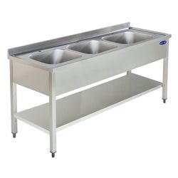 Spalator inox 3 cuve si polita inferioara, Ideal Inox, 1800x700x850, AISI 304