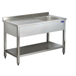 Spalator inox 1 cuva pe dreapta, polita inferioara si picurator, Ideal Inox, AISI 304, 1600x600x850