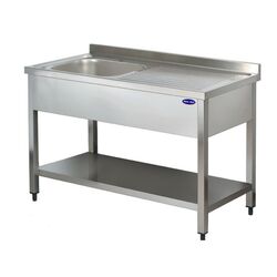 Spalator inox 1 cuva pe stanga, polita inferioara si picurator, Ideal Inox, AISI 304, 1400x600x850