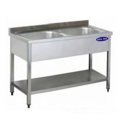 Spalator inox 2 cuve cu polita inferioara, Ideal Inox, 1200x600x850, AISI 304