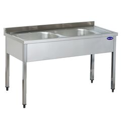 Spalator inox 2 cuve pe stanga si picurator, Ideal Inox, AISI 304, 1400x600x850