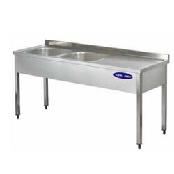 Spalator inox 2 cuve pe stanga si picurator, Ideal Inox, 1600x600x850, AISI 304